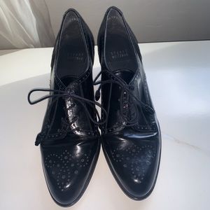 Stuart Weitzman Black Patent Leather Oxford Pumps
